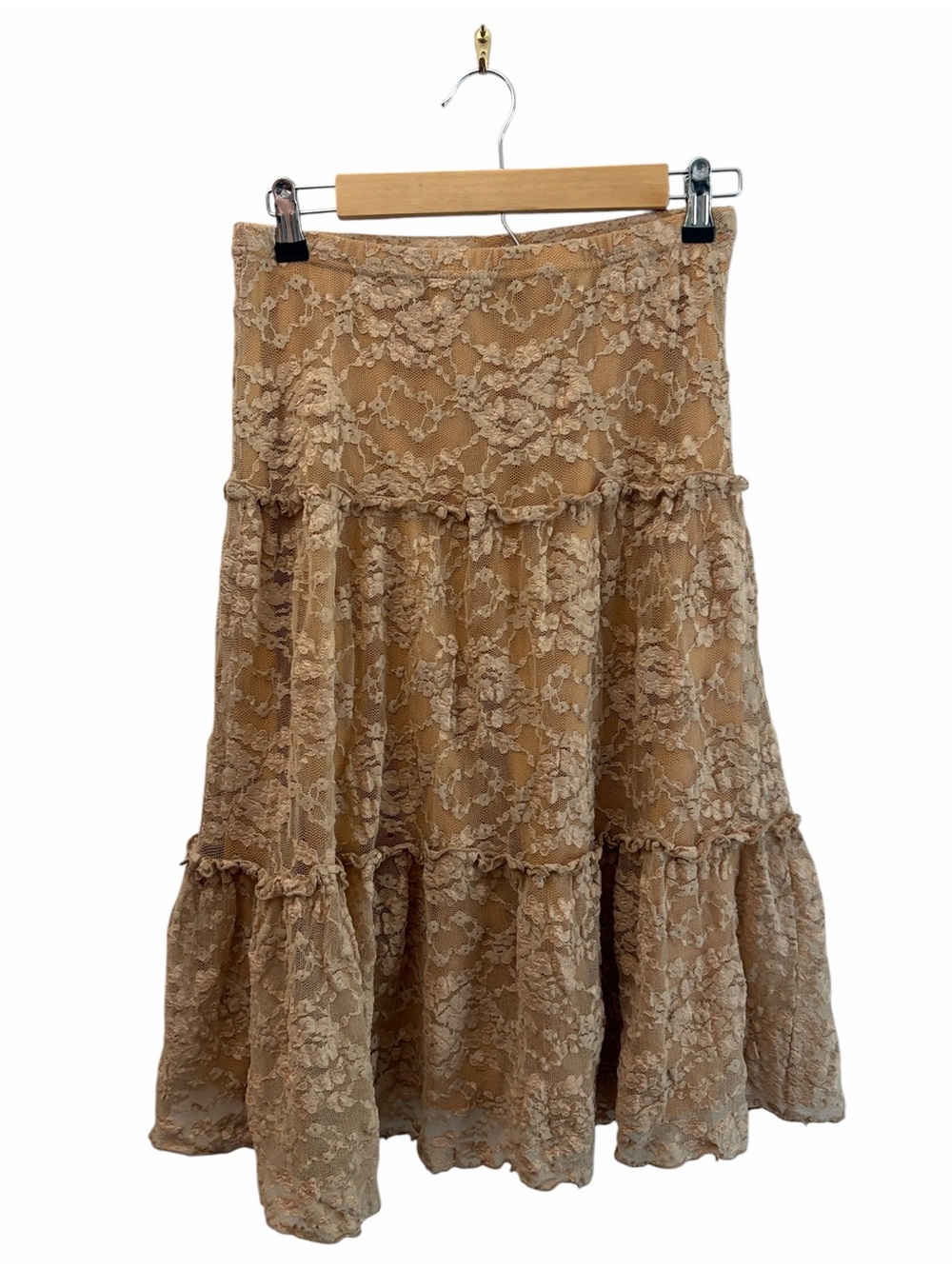 Suzanne Sommers Boho Fairy Festival Lace Tiered Midi Skirt Size Small Cowgirl